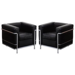 Pair of 'LC2' Club Chairs by Le Corbusier for Cassina, Signed