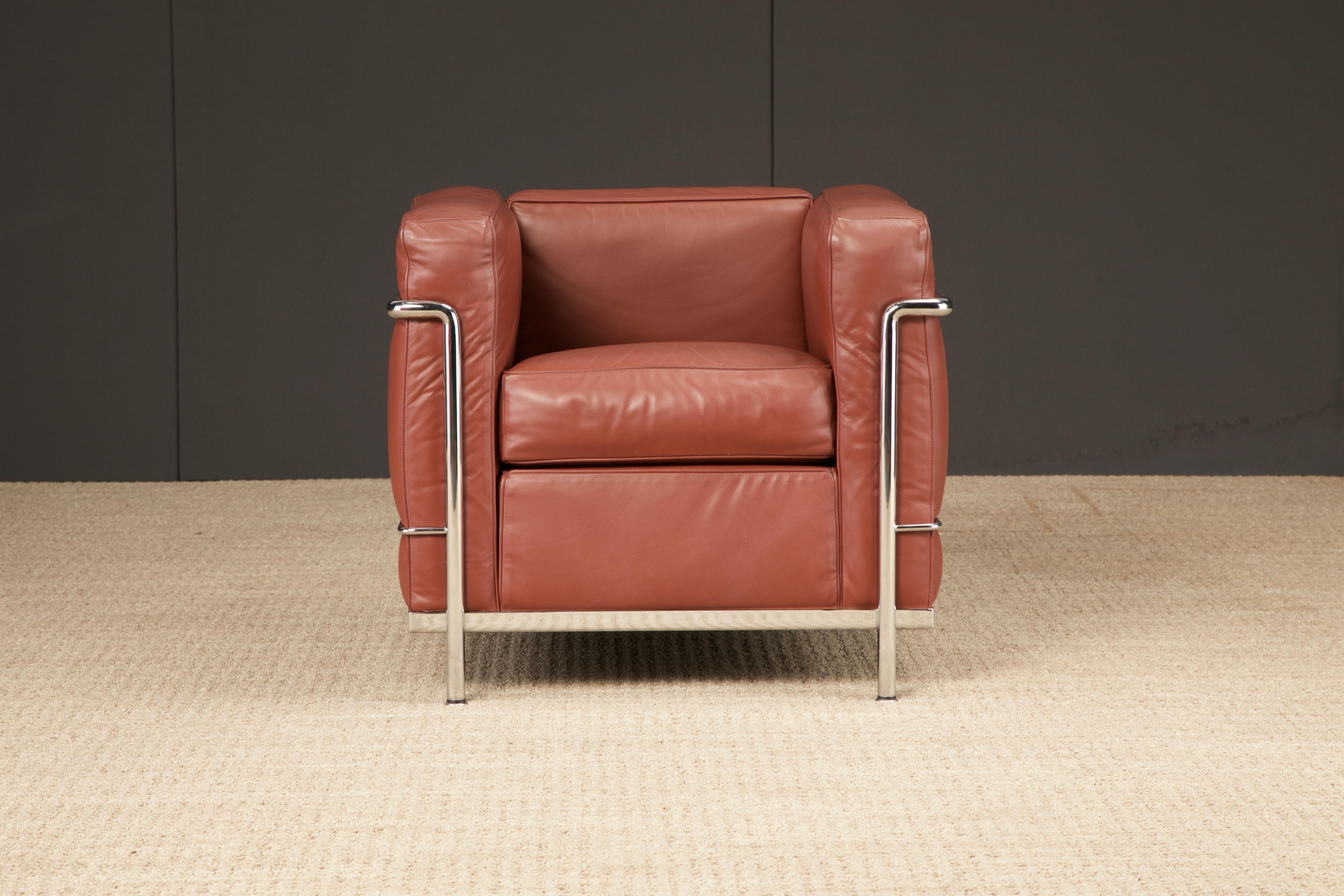Bauhaus Coppia di poltrone club in pelle 'LC2' di Le Corbusier per Cassina, anni '70 circa, Firmate in vendita