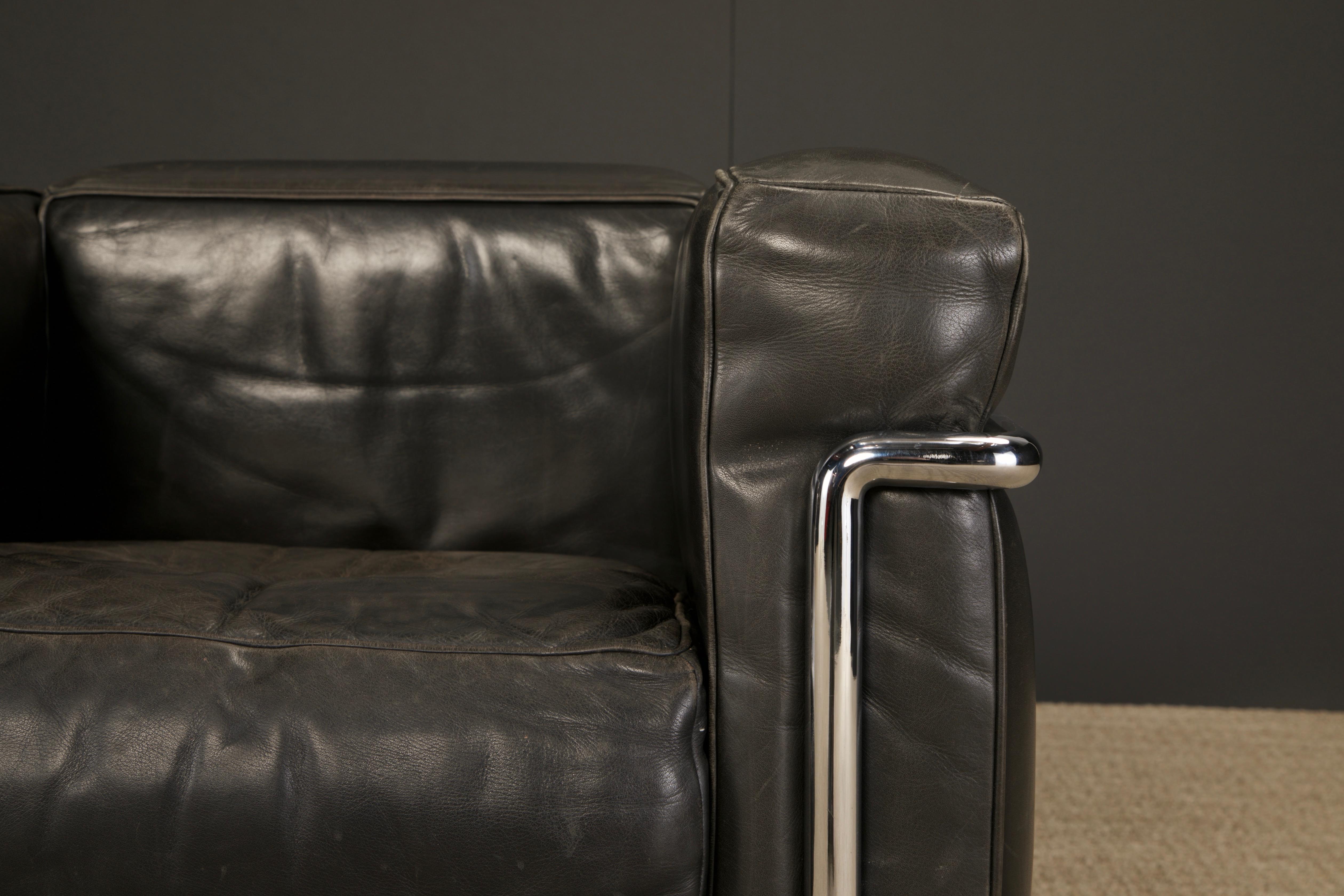 Pair of 'LC2' Leather Club Chairs by Le Corbusier for Cassina, c 1990s, Signed 4