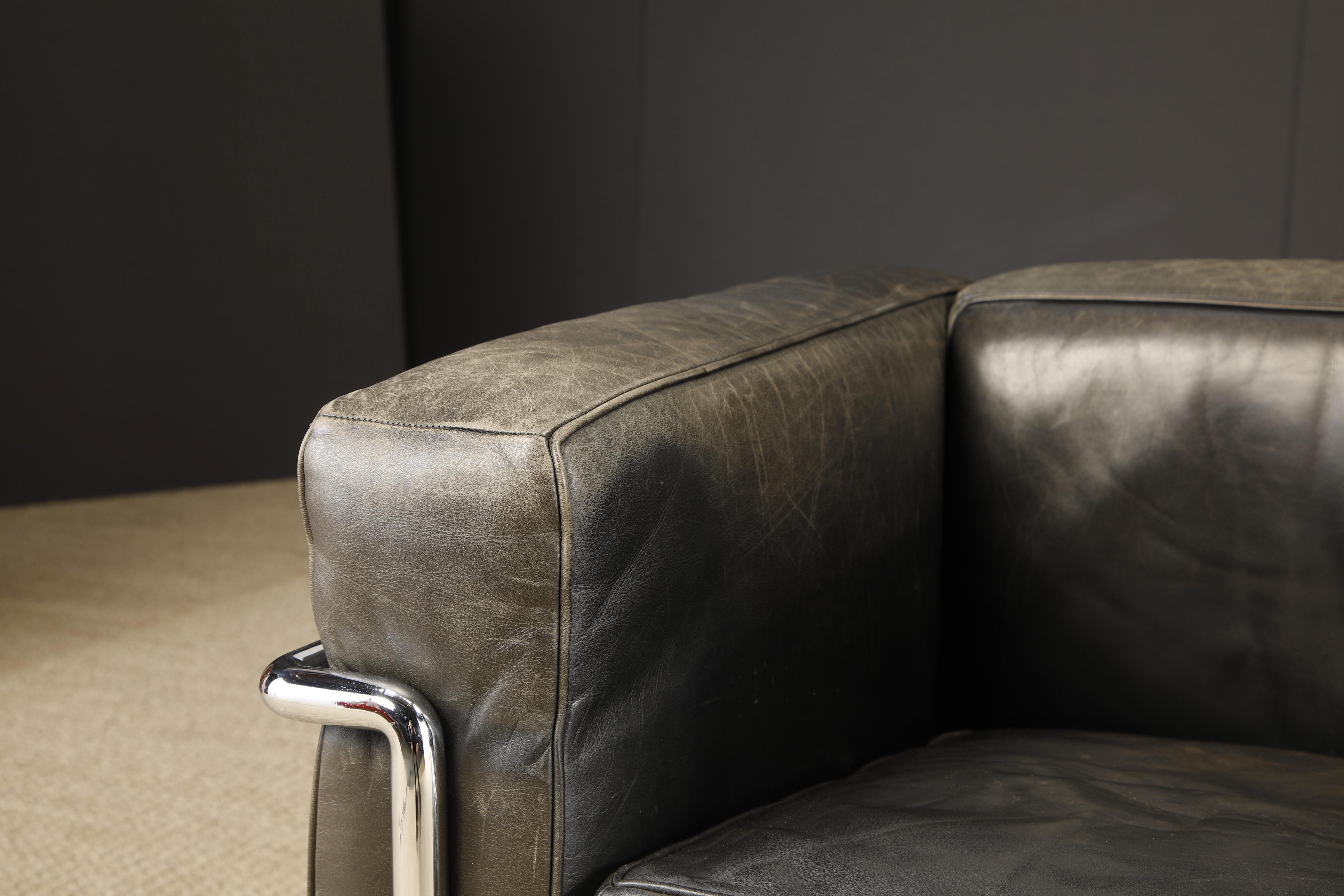Pair of 'LC2' Leather Club Chairs by Le Corbusier for Cassina, c 1990s, Signed 11