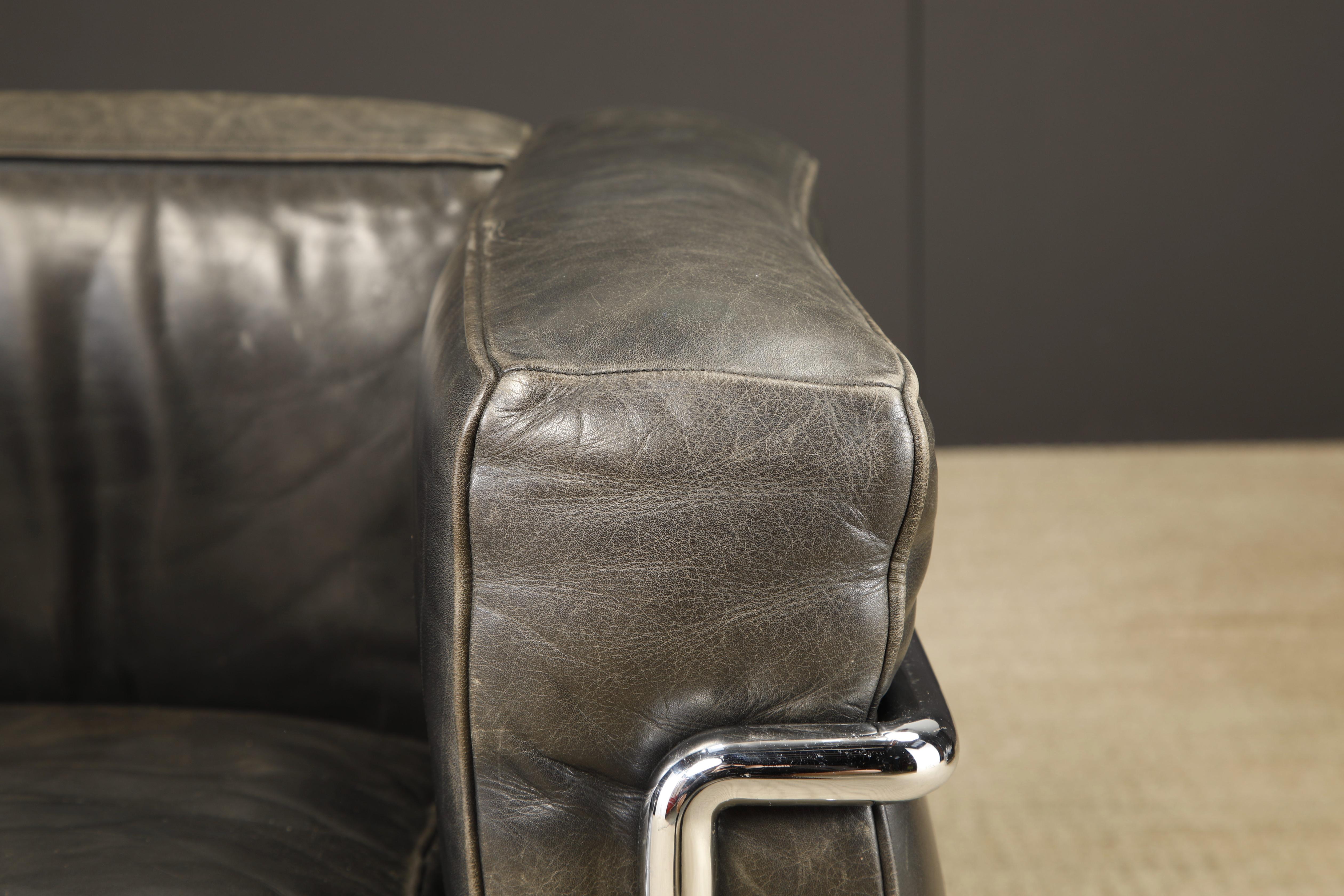 Pair of 'LC2' Leather Club Chairs by Le Corbusier for Cassina, c 1990s, Signed 12