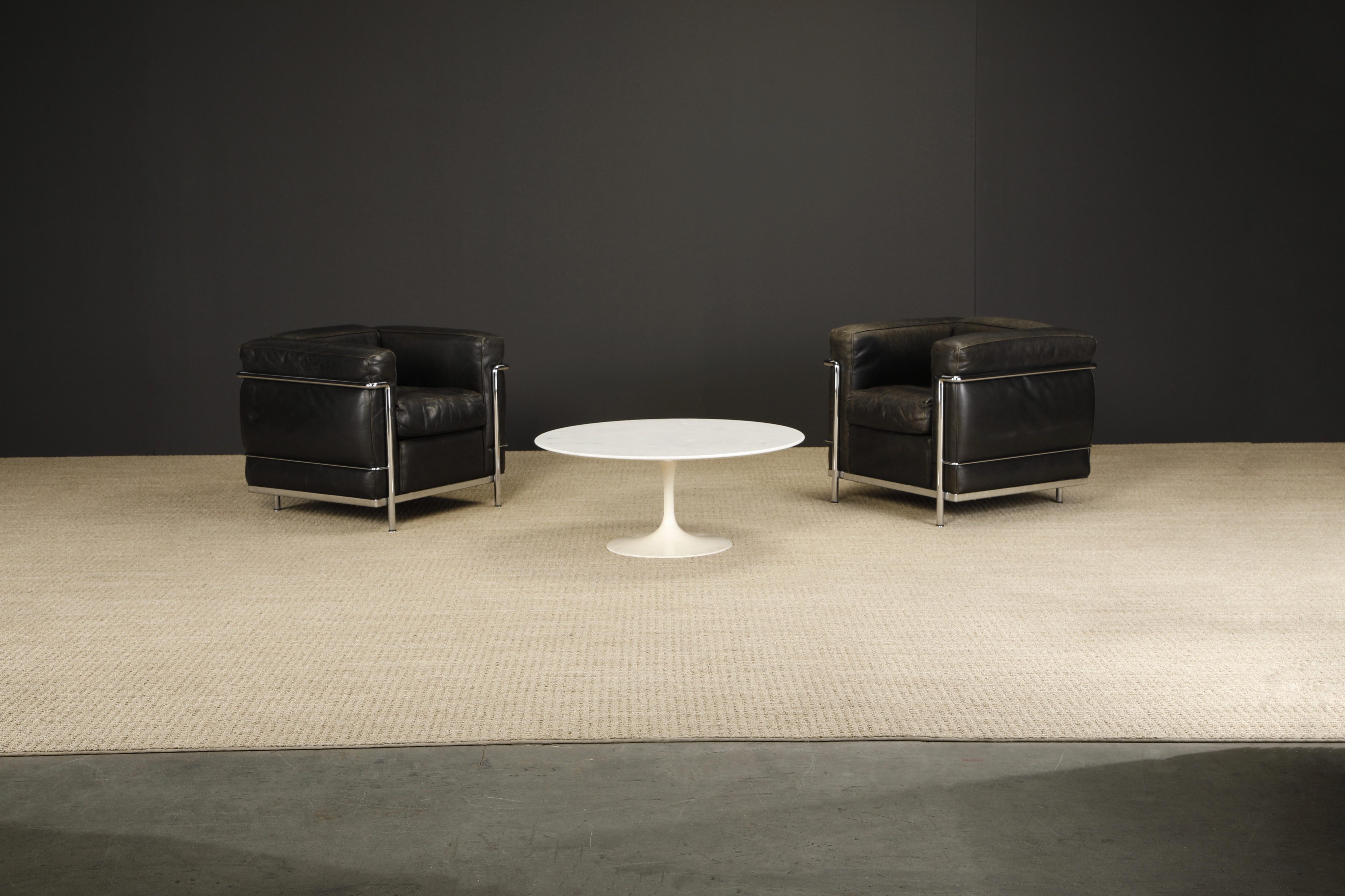 Pair of 'LC2' Leather Club Chairs by Le Corbusier for Cassina, c 1990s, Signed 13