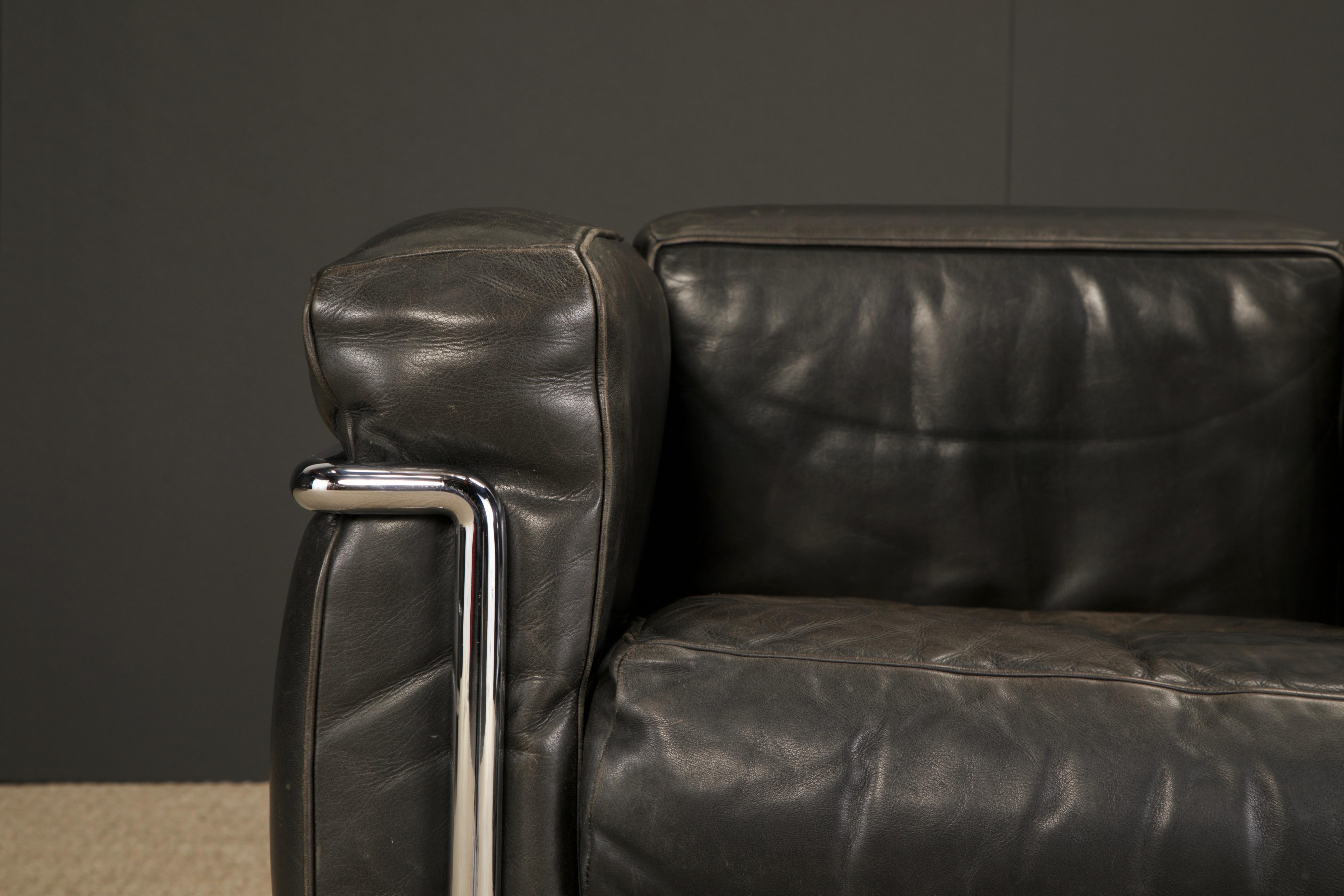 Pair of 'LC2' Leather Club Chairs by Le Corbusier for Cassina, c 1990s, Signed 3