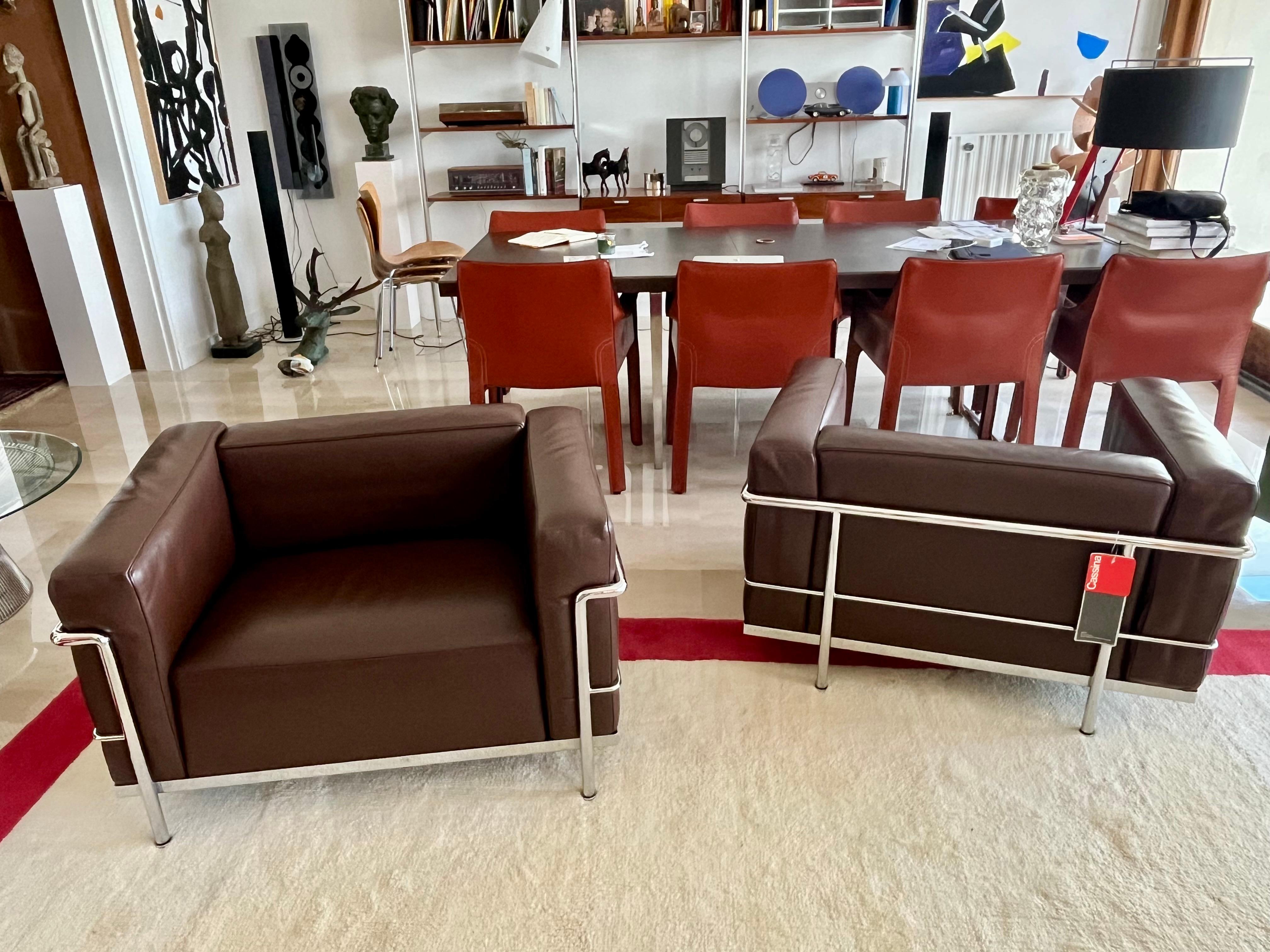 Paire de  Fauteuils LC3, Le Corbusier, Jeanneret & Perriand pour Cassina, années 1990 en vente 9