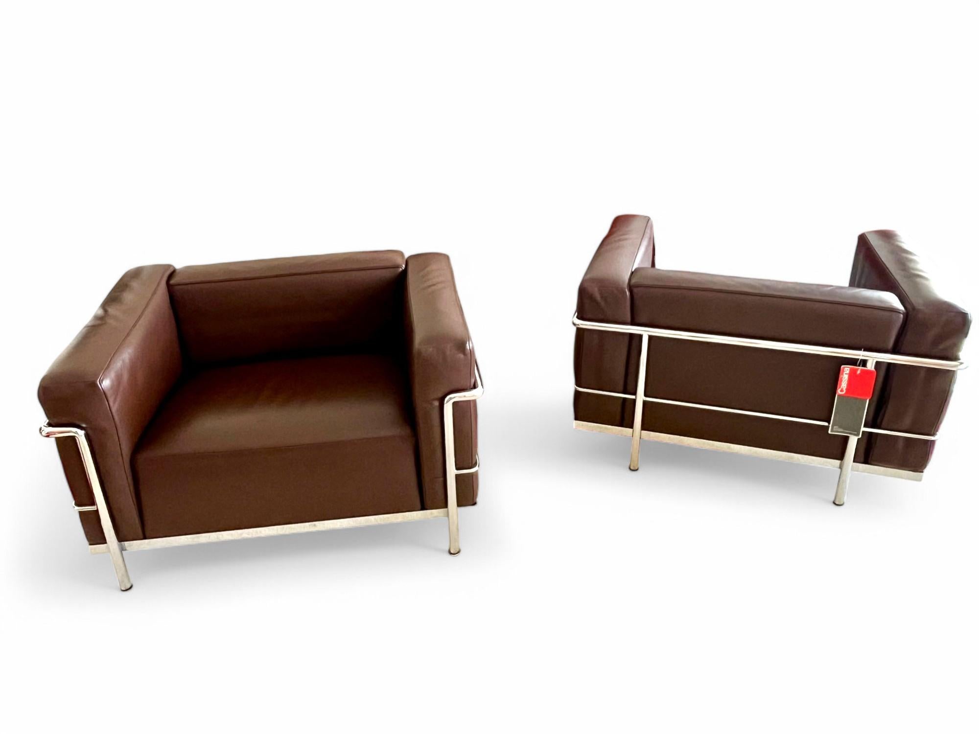 Paire de  Fauteuils LC3, Le Corbusier, Jeanneret & Perriand pour Cassina, années 1990 en vente 10