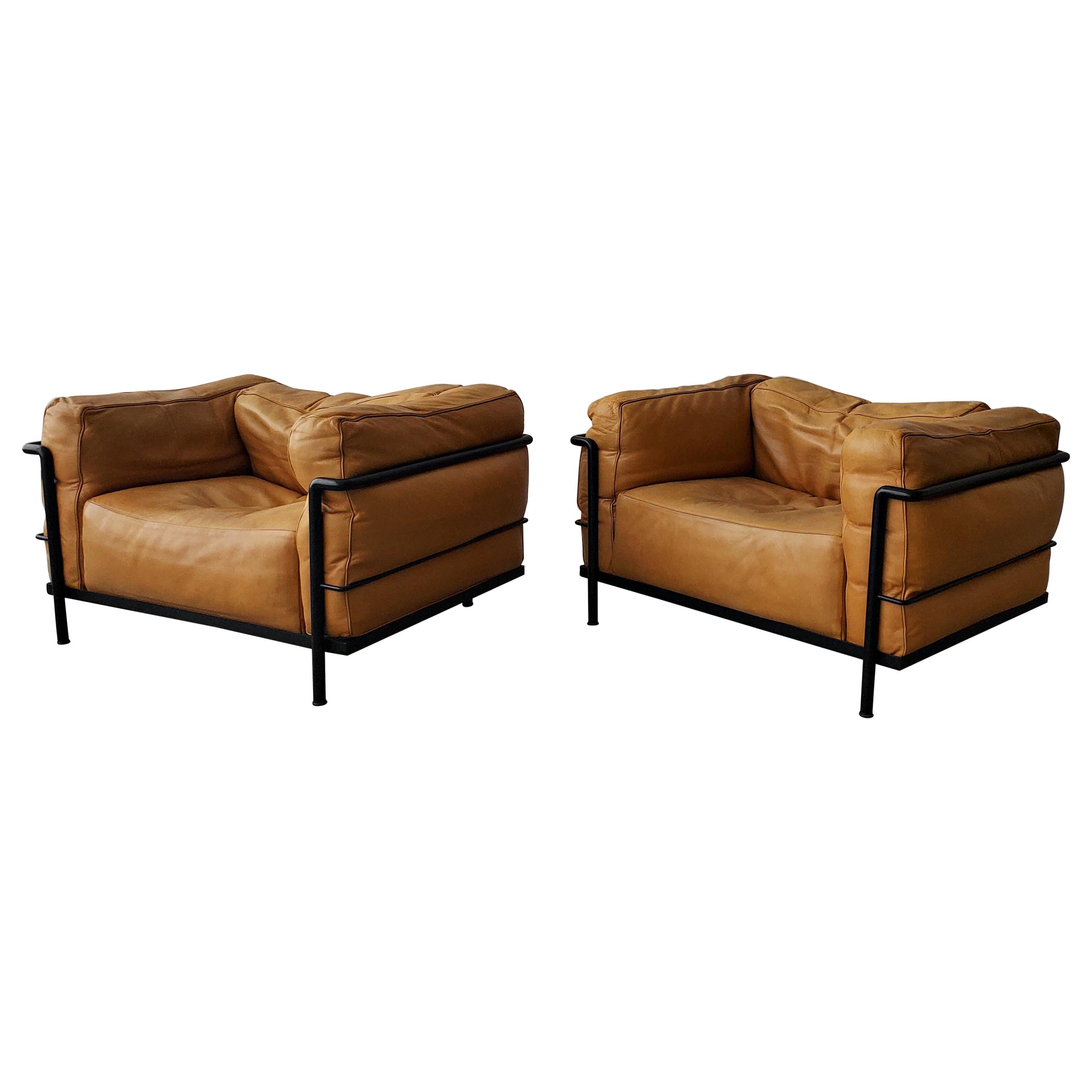 Pair of LC3 Cassina Grand Modele Armchairs by Le Corbusier