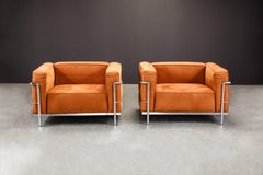 Pair of 'LC3' Lounge Chairs by Le Corbusier for Cassina, Signed