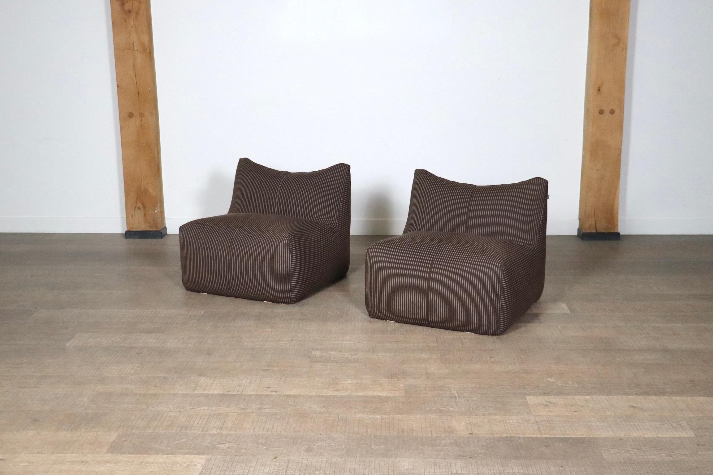 Pair Of Le Bambole Lounge Chairs By Mario Bellini For B&B Italia, 1970s In Good Condition In ABCOUDE, UT