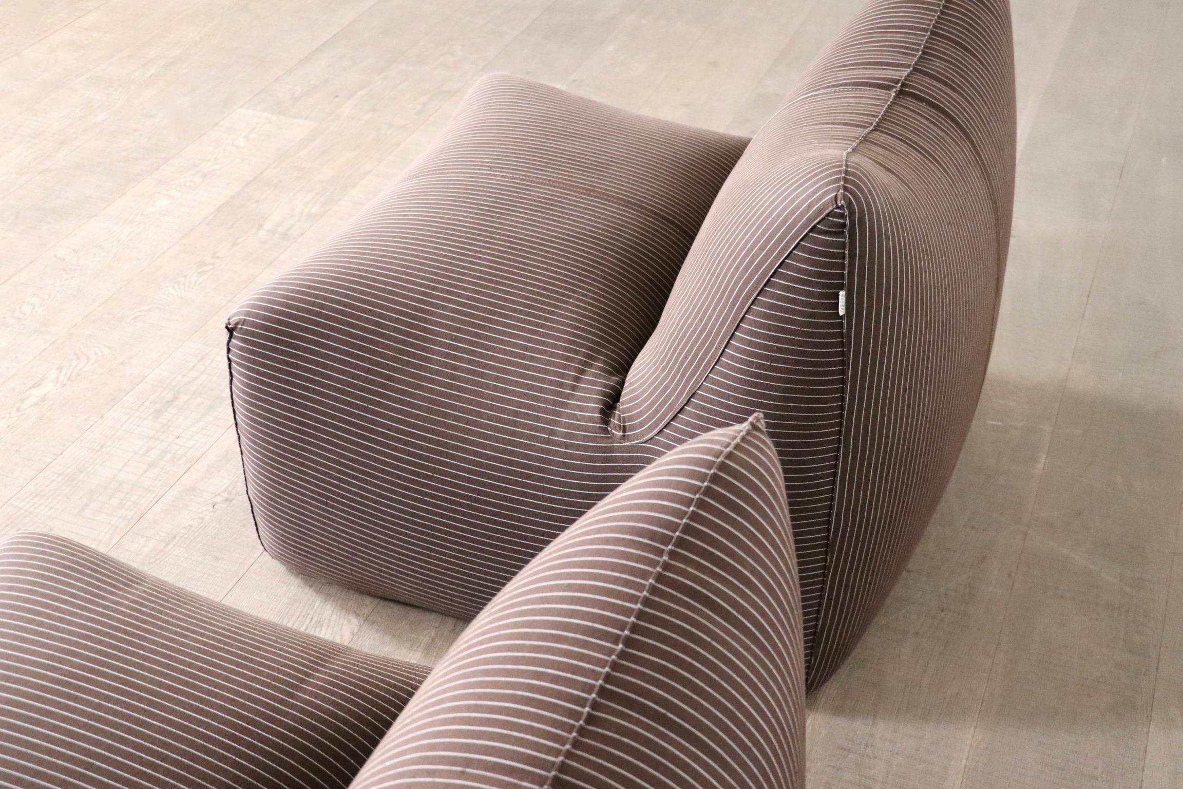 Pair Of Le Bambole Lounge Chairs By Mario Bellini For B&B Italia, 1970s 1