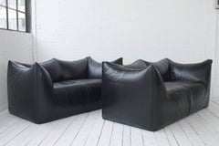 Pair of Le Bambole Sofa by Mario Bellini for B&B Italia black Leather Vintage