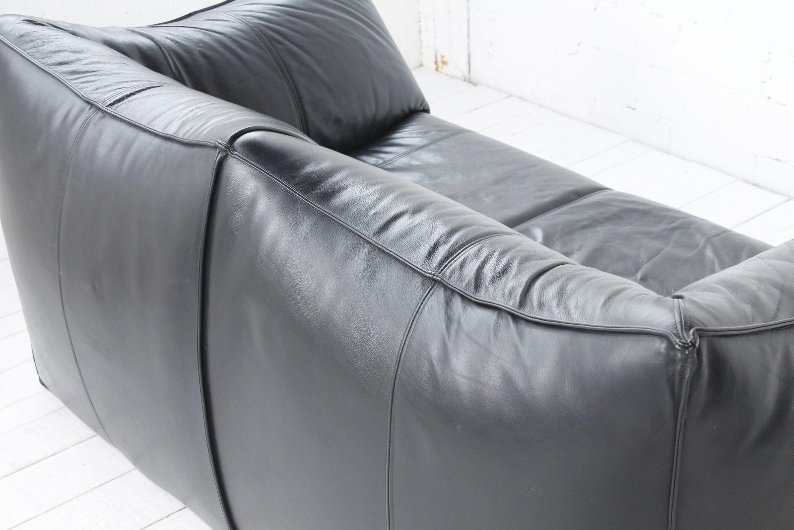 Pair of Le Bambole Sofa by Mario Bellini for B&B Italia black Leather Vintage 1