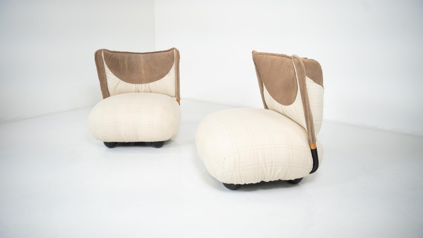 Moderne Paire de chaises longues « Le Bugie » d'Alessandro Becchi pour Giovannetti, 1980 en vente