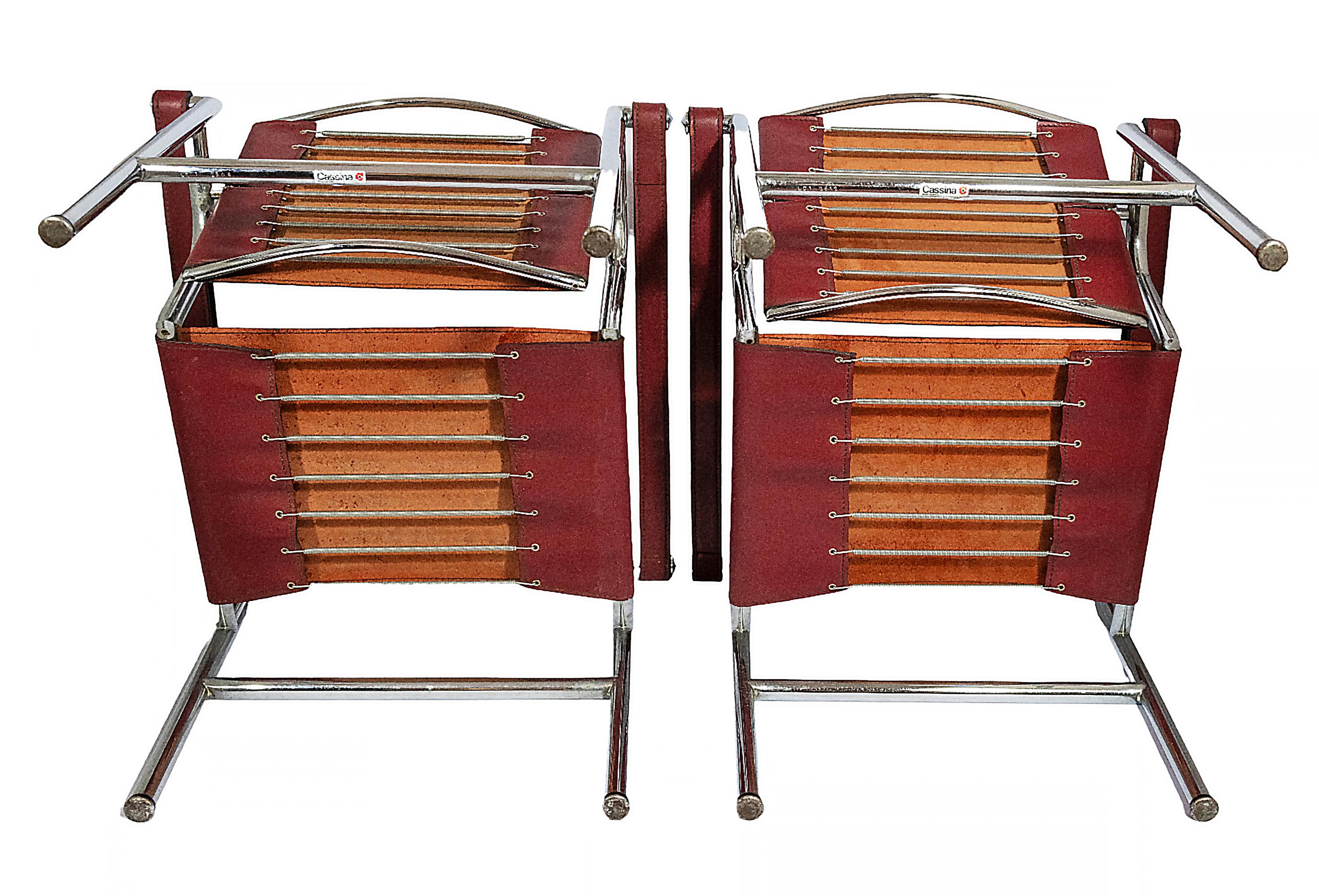 Mid-Century Modern Paire de fauteuils design Le Corbusier LC1 étiqueté Cassina en vente
