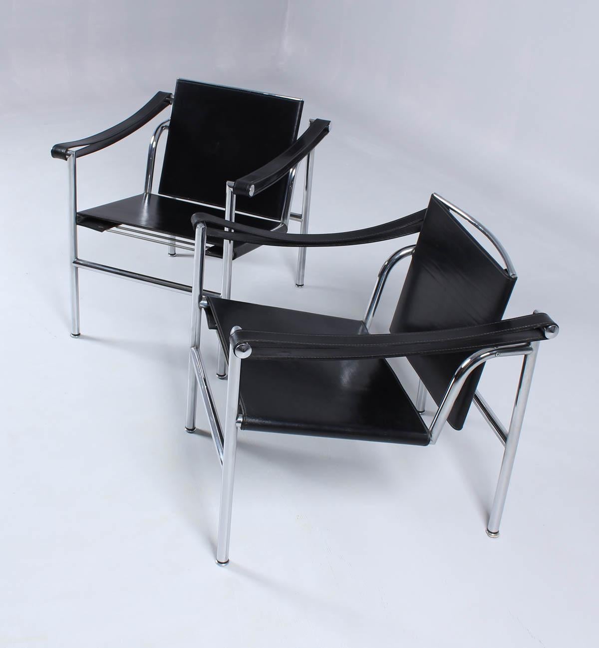 Pair of Le Corbusier LC1 Chairs, Cassina, Mailand 1982, with Original Papers 2
