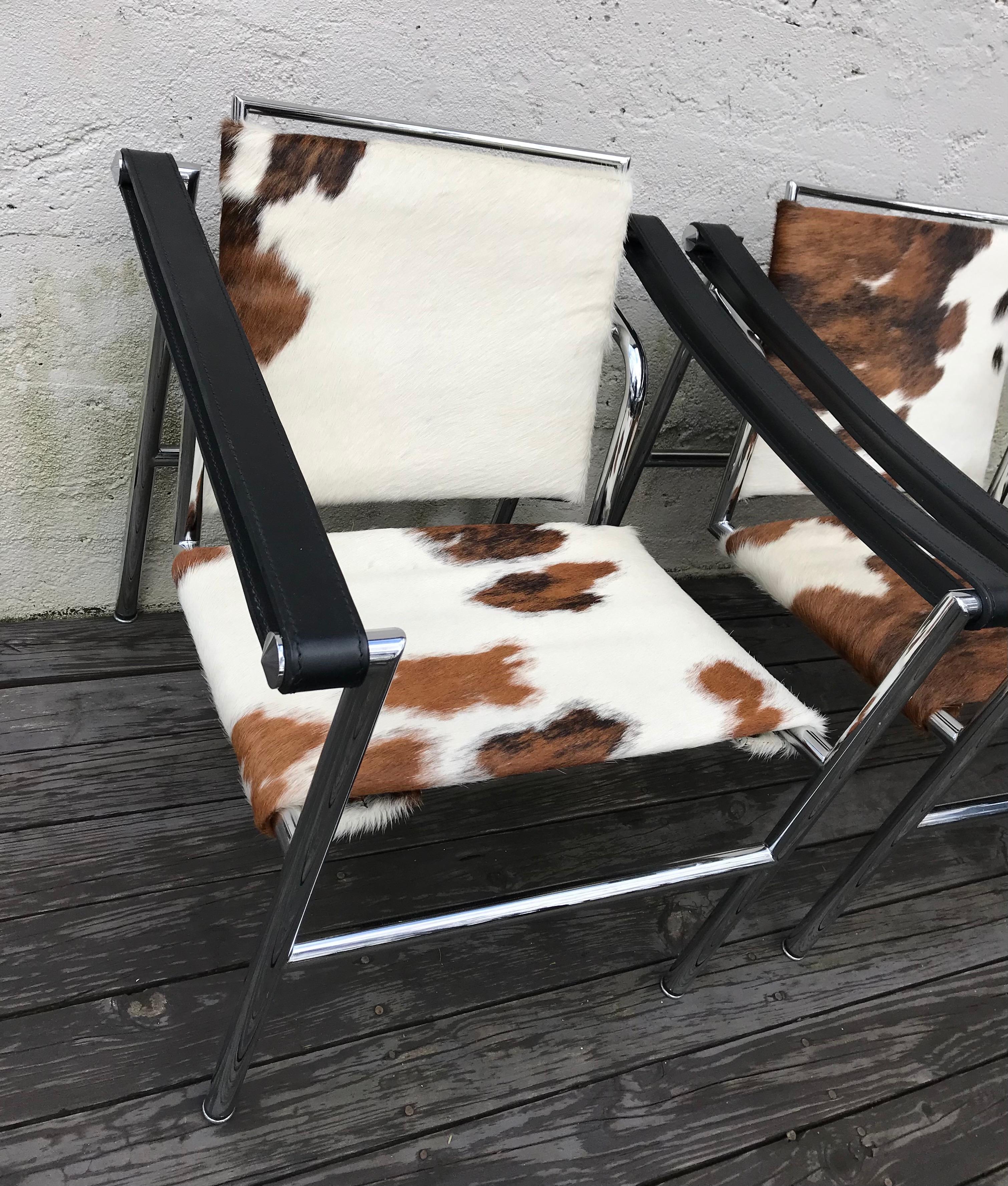 Mid-Century Modern Pair of Le Corbusier LC1 Sling Chairs by Cassina, Italy, Late 20th Century