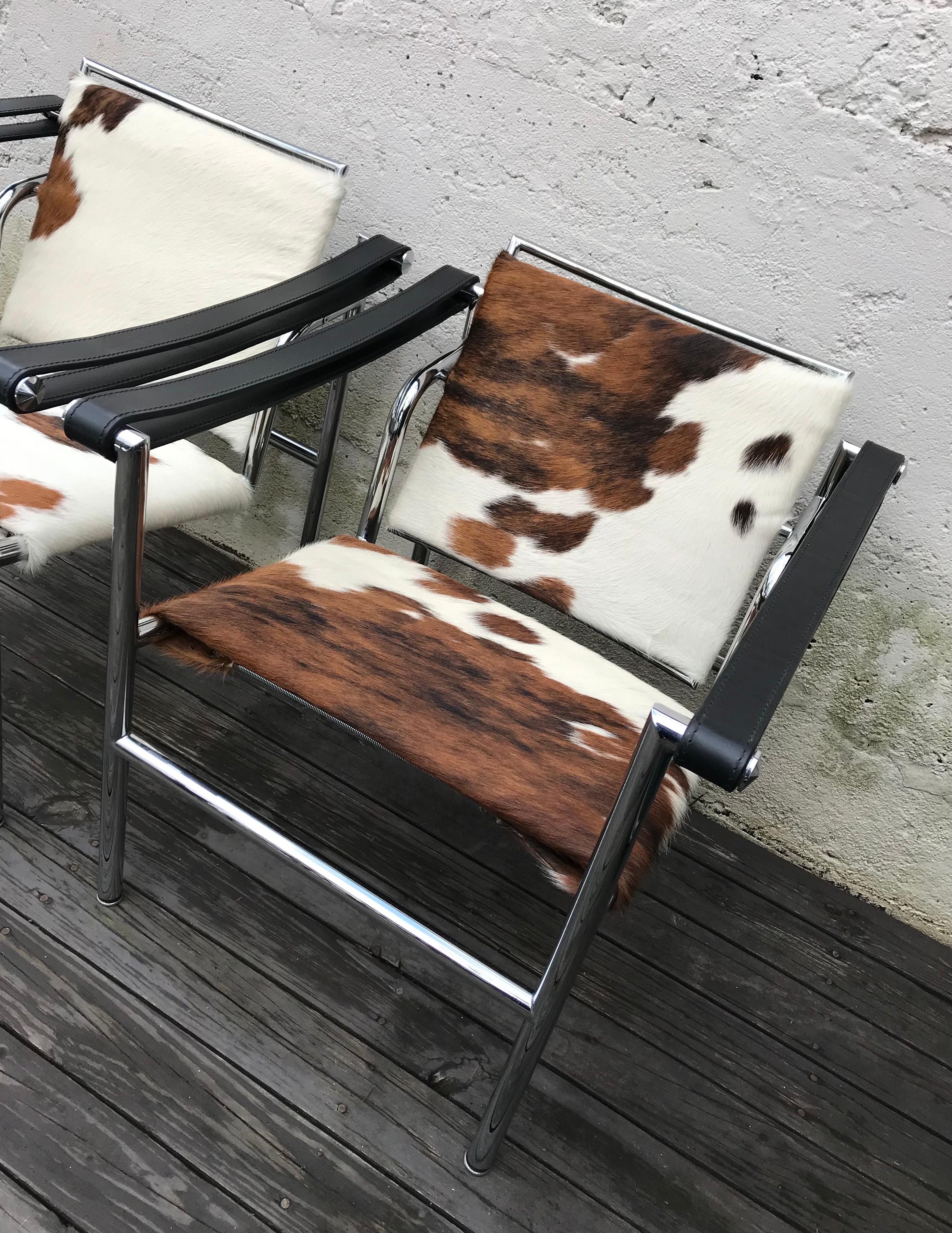 Italian Pair of Le Corbusier LC1 Sling Chairs by Cassina, Italy, Late 20th Century