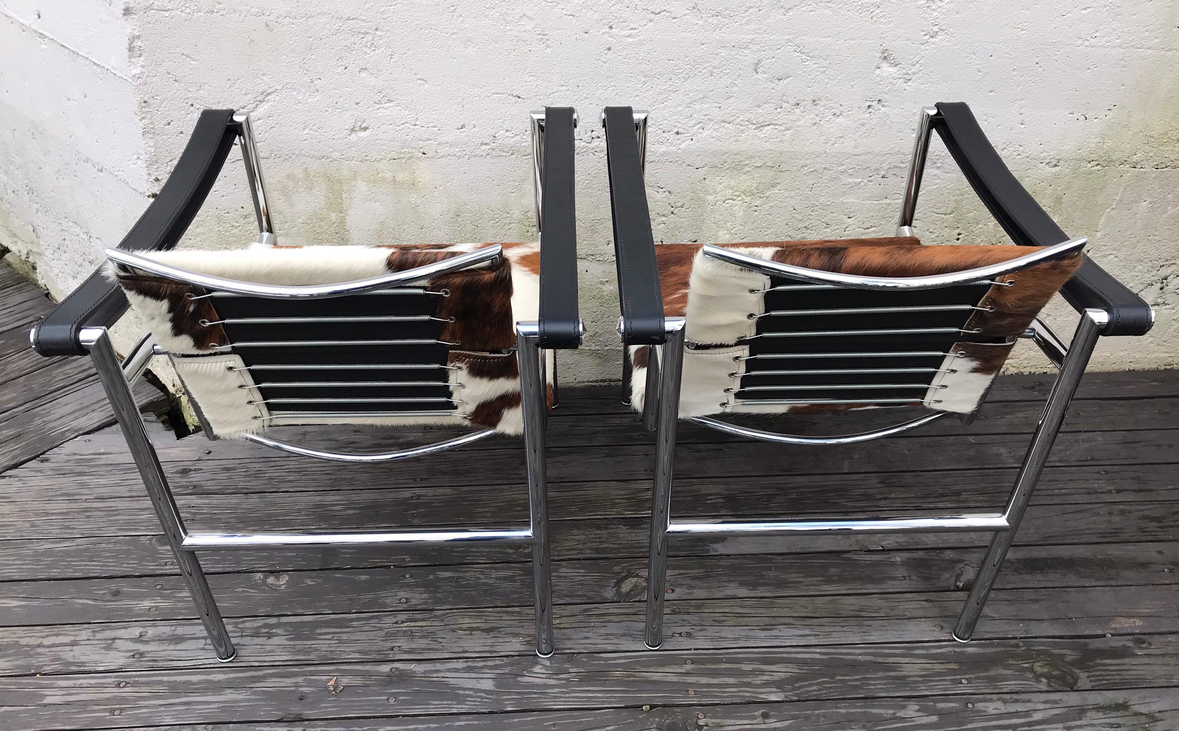 Pair of Le Corbusier LC1 Sling Chairs by Cassina, Italy, Late 20th Century 1