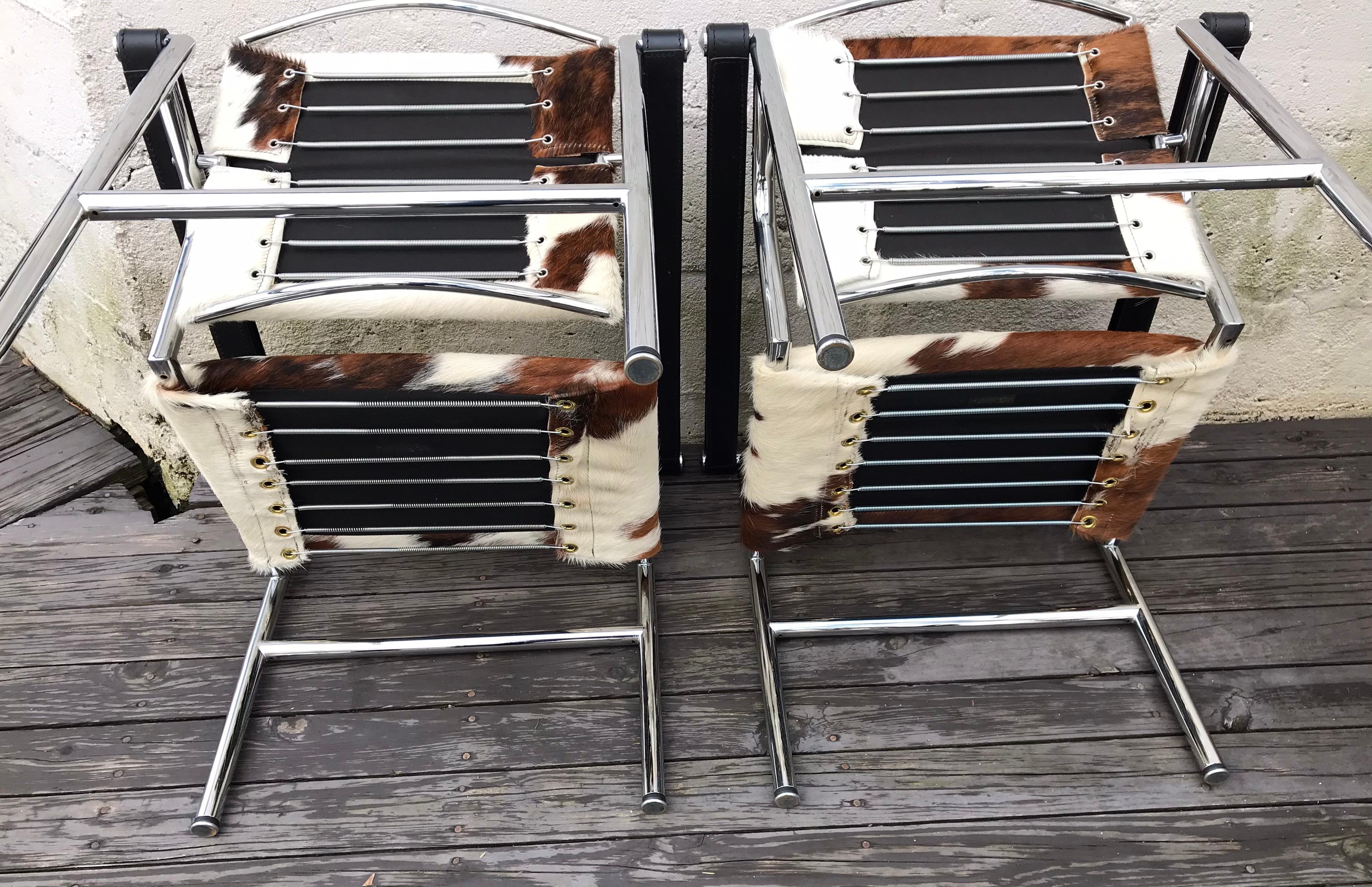 Pair of Le Corbusier LC1 Sling Chairs by Cassina, Italy, Late 20th Century 2