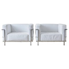Pair of Le Corbusier LC3 Style Lounge Chairs For Mobelaris