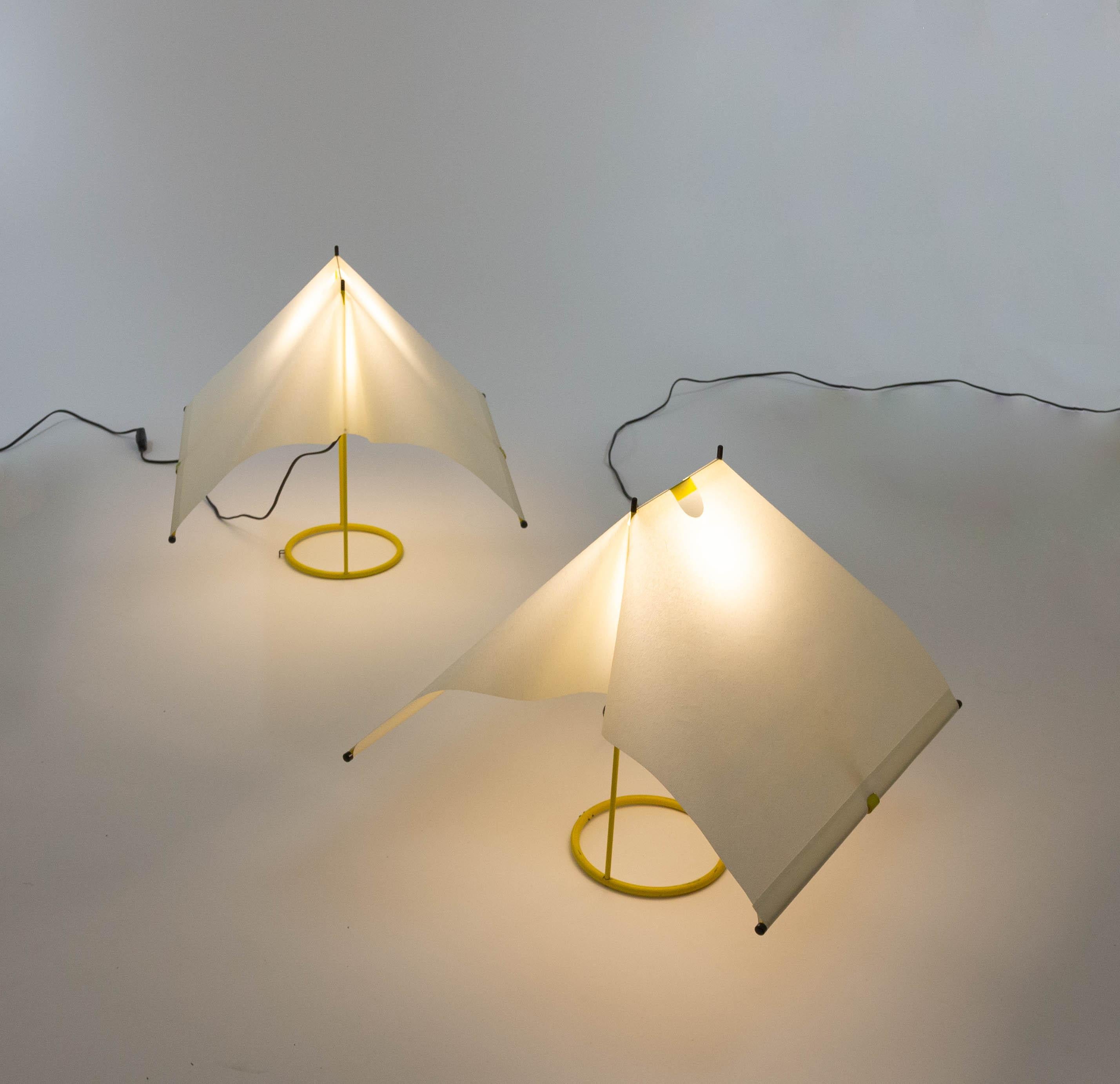 Pair of 'Le Falene' series table lamps by Piero De Martini for Arteluce, 1980s For Sale 2