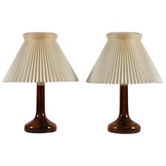 Pair of Le Klint Table Lamps 343 by Holmegaard Brown Glass with Original Shade