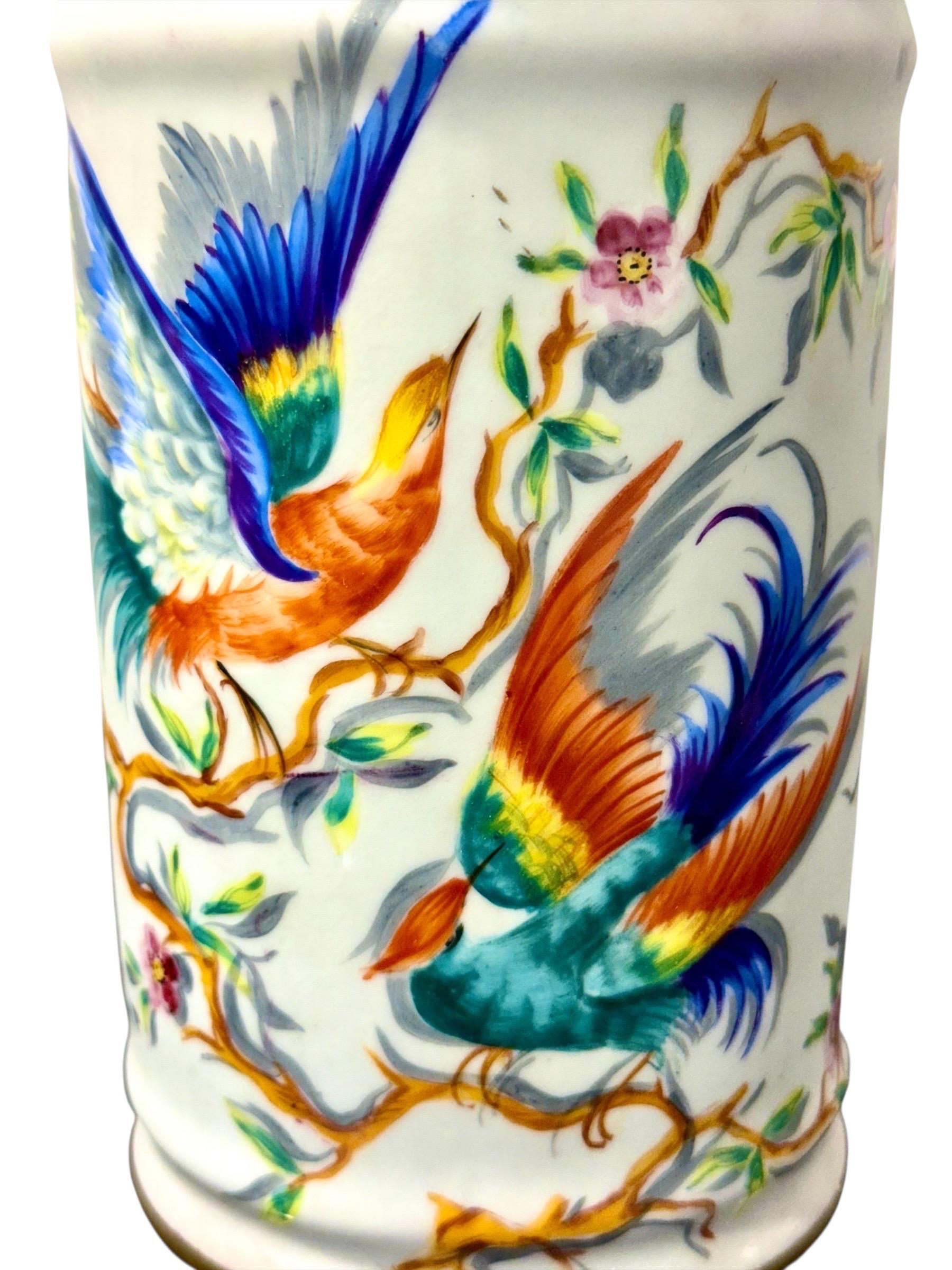 Paire de pots d'apothicaire Le Tallec Paris, oiseaux peints à la main et dorés en vente 8