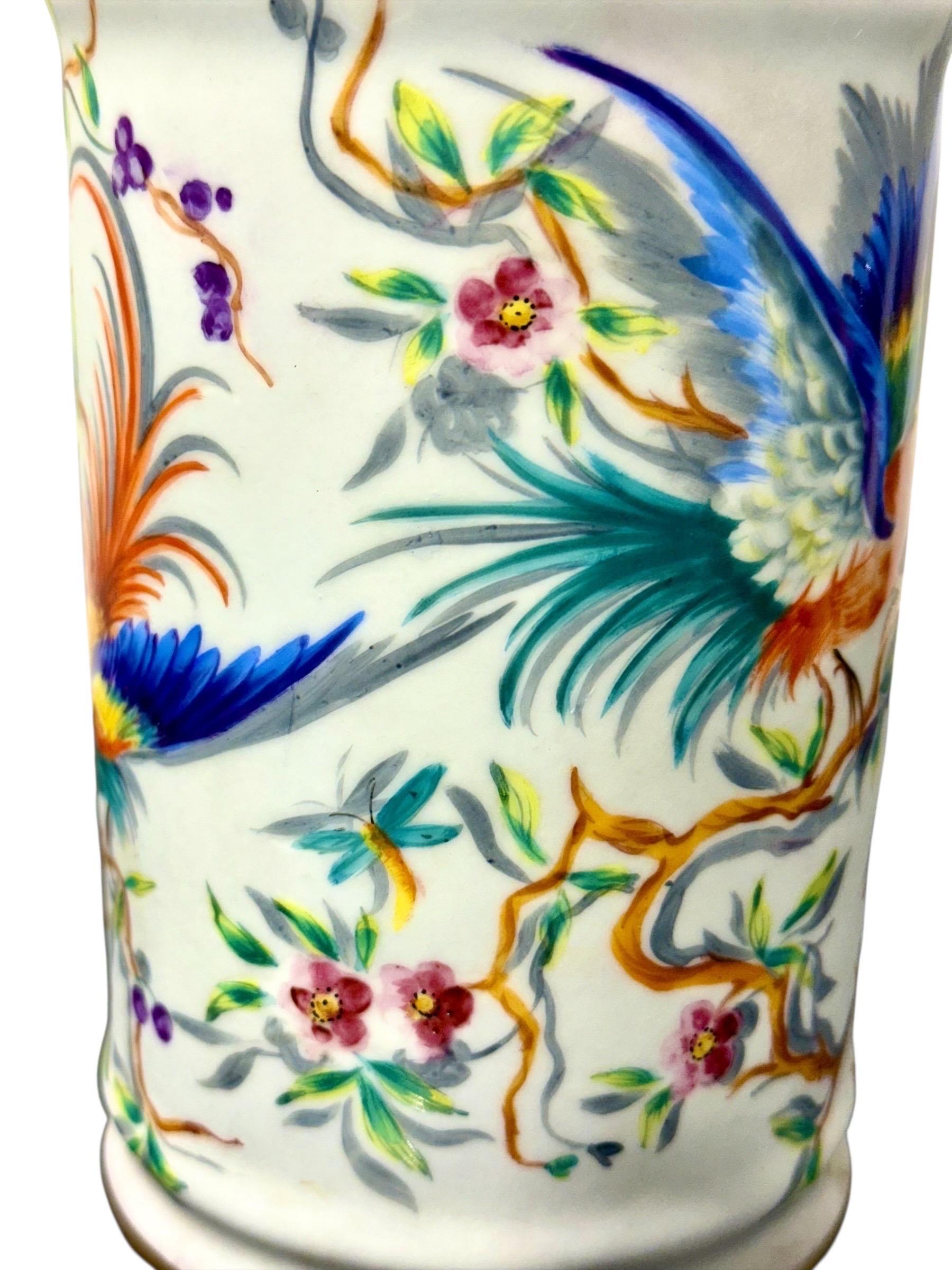 Paire de pots d'apothicaire Le Tallec Paris, oiseaux peints à la main et dorés en vente 11