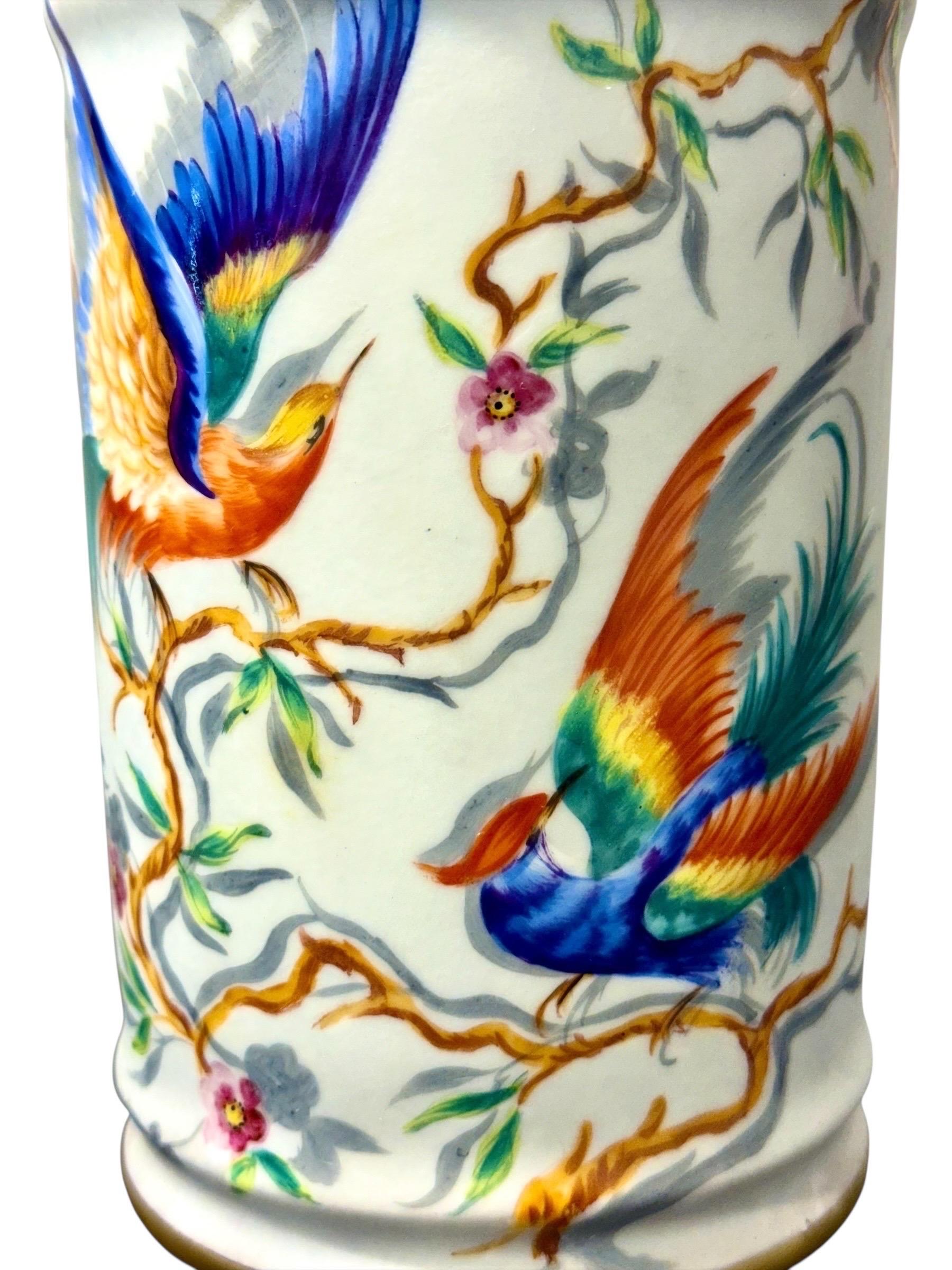 Paire de pots d'apothicaire Le Tallec Paris, oiseaux peints à la main et dorés en vente 12