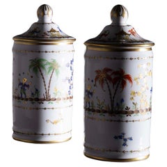 Pair of Le Tallec Porcelain Pharmacy Jars, France 1977