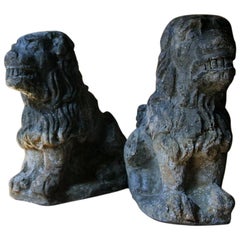 Pair of Lead Cistern Supports Formed as Seated Lion-Dogs, circa 1900