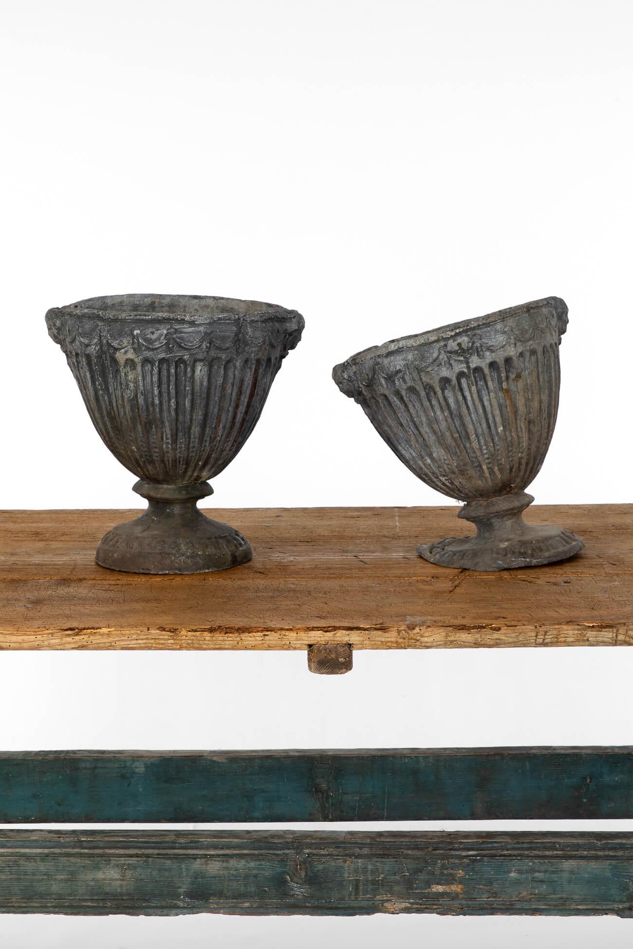 Neoclassical Pair of Lead Garden Planters For Sale