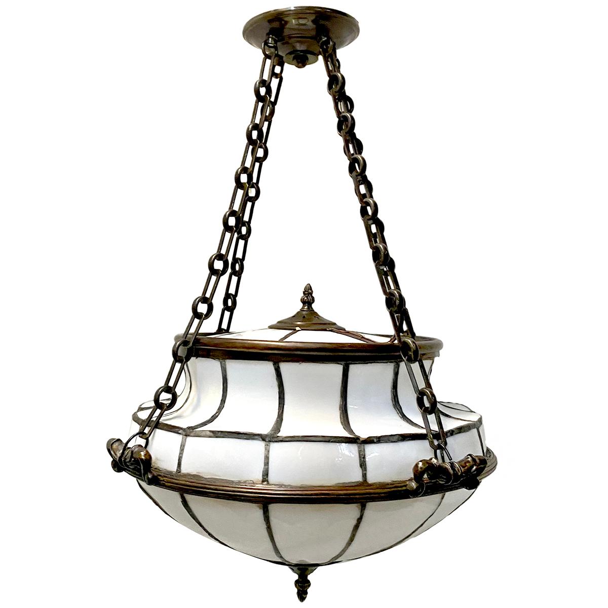 English Pair of Leaded Glass Light Fixtures, Sold Individually For Sale