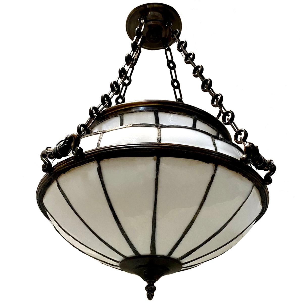 Pair of Leaded Glass Light Fixtures, Sold Individually For Sale 1