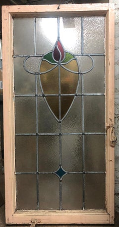 Paar Bleiglasfenster 22" x 43" aus Bleiglas