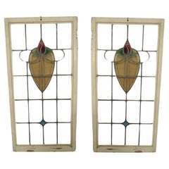 Paire de fenêtres en verre plombé 22" x 43"