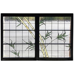 Vintage Pair of Leaded Glass Windows