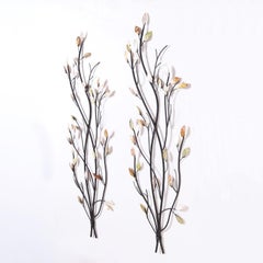 Pair of Leaf and Branch Wall Decorations with Mother of Pearl