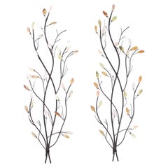 Pair of Leaf and Branch Wall Decorations with Mother of Pearl