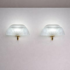 Pair of leaf Murano Glass and Brass Wall Lights by PAF Studio, Italy, 1970s