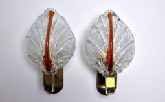 Paire d'appliques « feuille » de Carl Fagerlund, verre de Murano, Allemagne, 1970