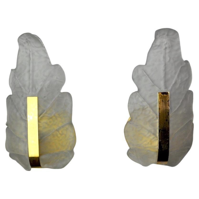 Pair of "Leaf" Sconces by Carl Fagerlund, Murano Glass, Germany, 1970 For Sale