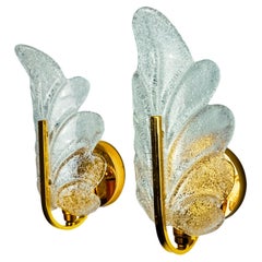 Pair of "leaf" sconces by Carl Fagerlund, Murano glass, Germany, 1970