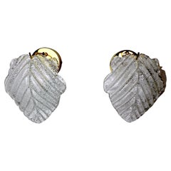 Vintage Pair of "Leaf" Sconces by Murano Mazzega Italy, 1970