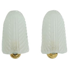 Pair of Leaf Sconces in Murano Glass and Brass by Barovier & Toso, Italy 1960s