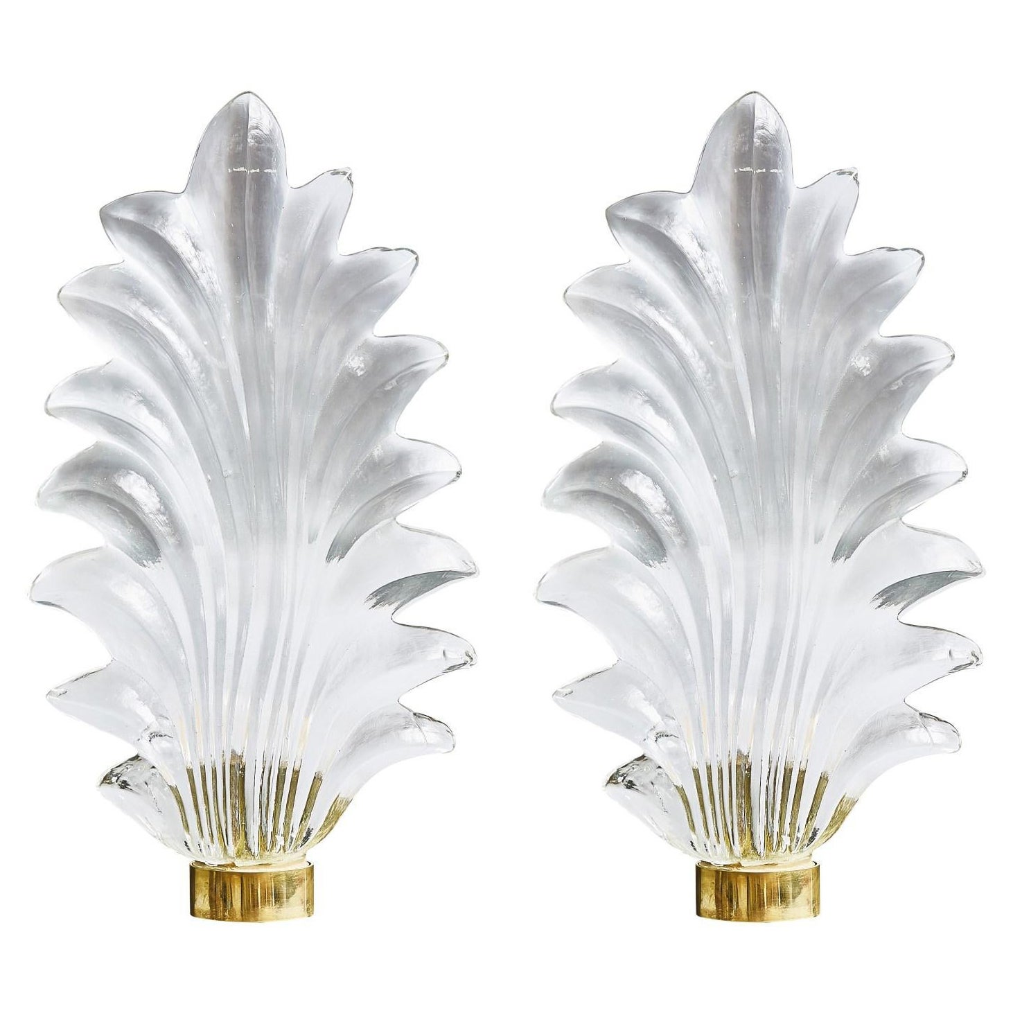 Coppia di appliques "Leaf" in vetro di Murano dello Studio A Glustin in vendita