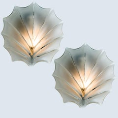 Paar blattförmige Wandleuchten aus Glas, Deutschland 1960er Jahre