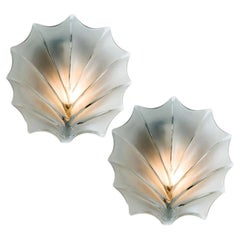 Pair of Leaf Shaped Glass Wall Lights, Germany 1960s