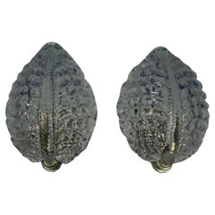 Vintage Pair of leaf shaped Orrefors sconces, Sweden 1970