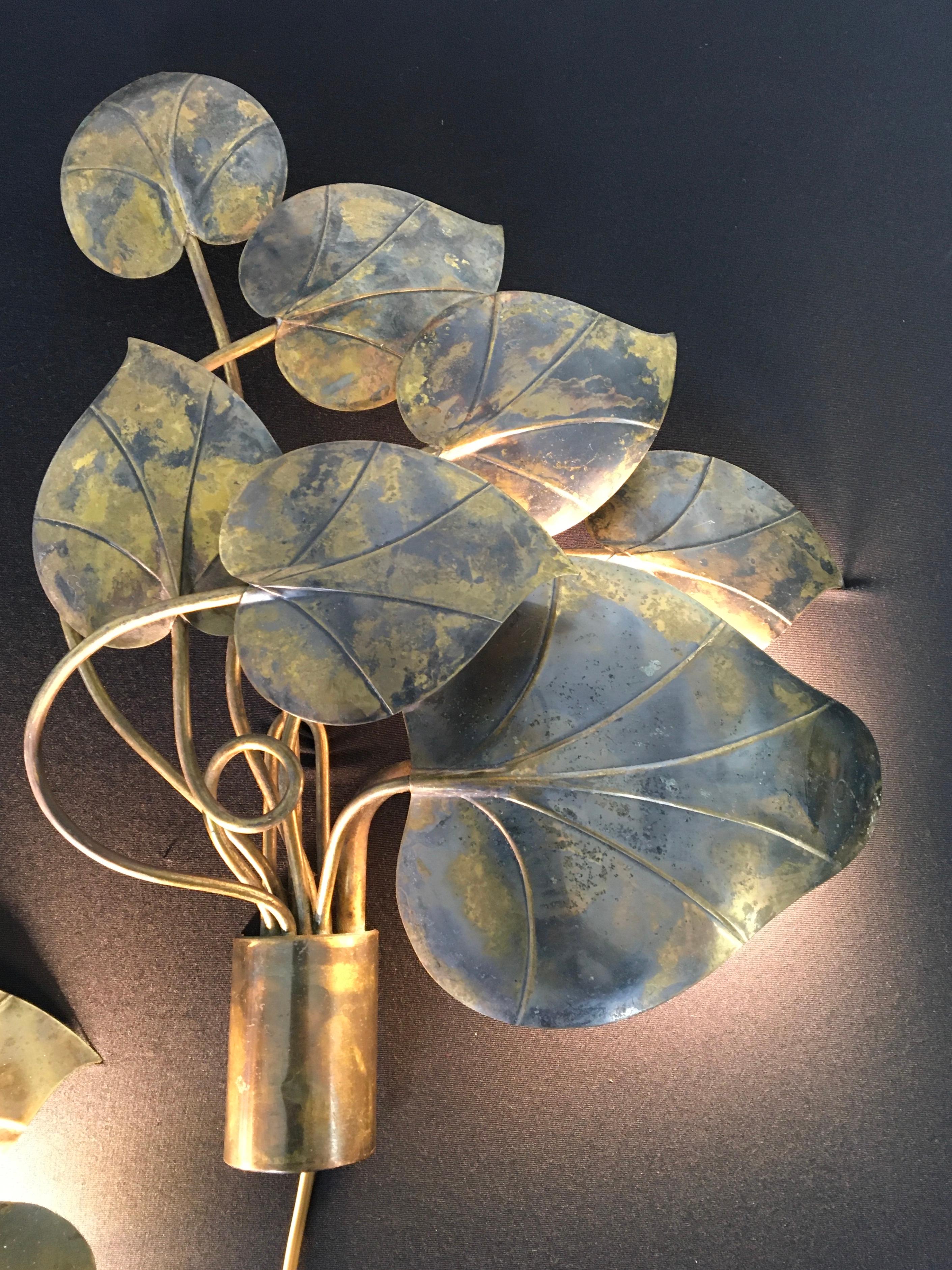 Pair of Leaf Wall Lights, 1970s 4