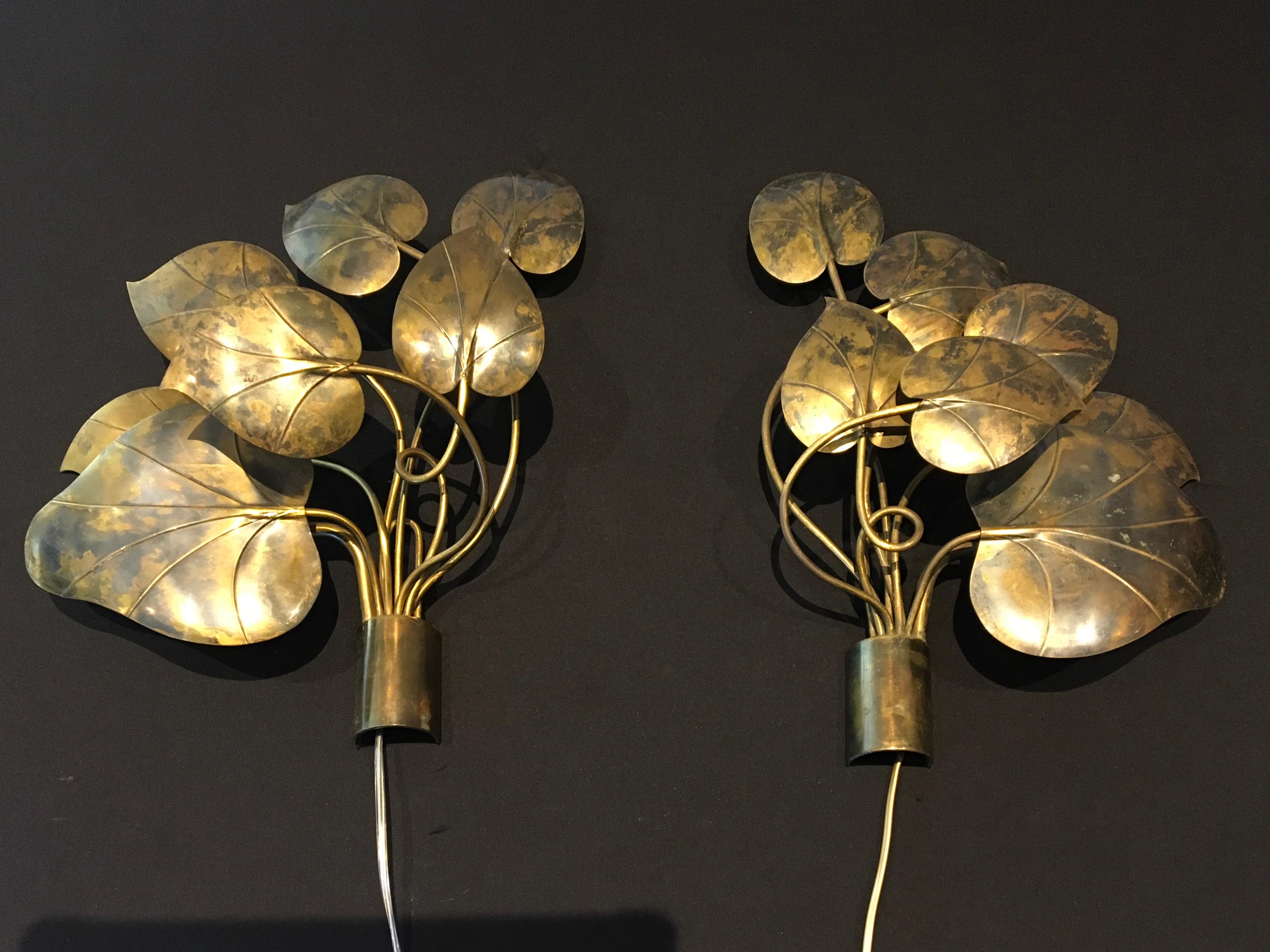 Pair of Leaf Wall Lights, 1970s 11